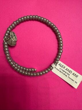 Alex and Ani Silver-Gray Beaded Wrap Bracelet
